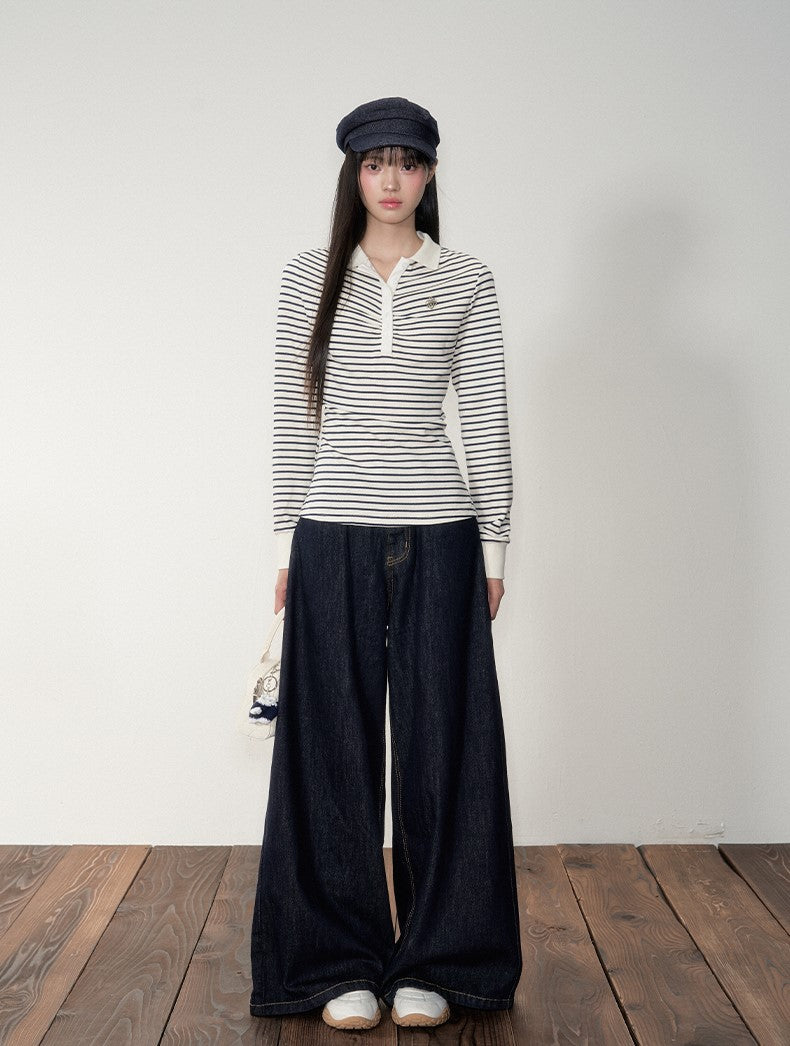 Striped Polo Long-sleeved T-shirt SOO0028