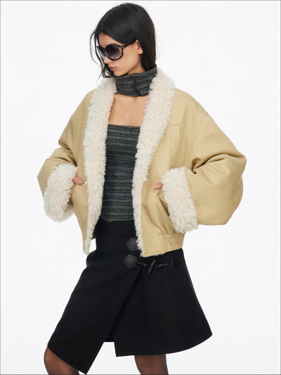 Fur Collar Patchwork Cotton Coat SAL0198