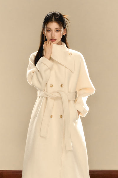 Gold Button Medium and Long Double-sided Woolen Coat OSH0087