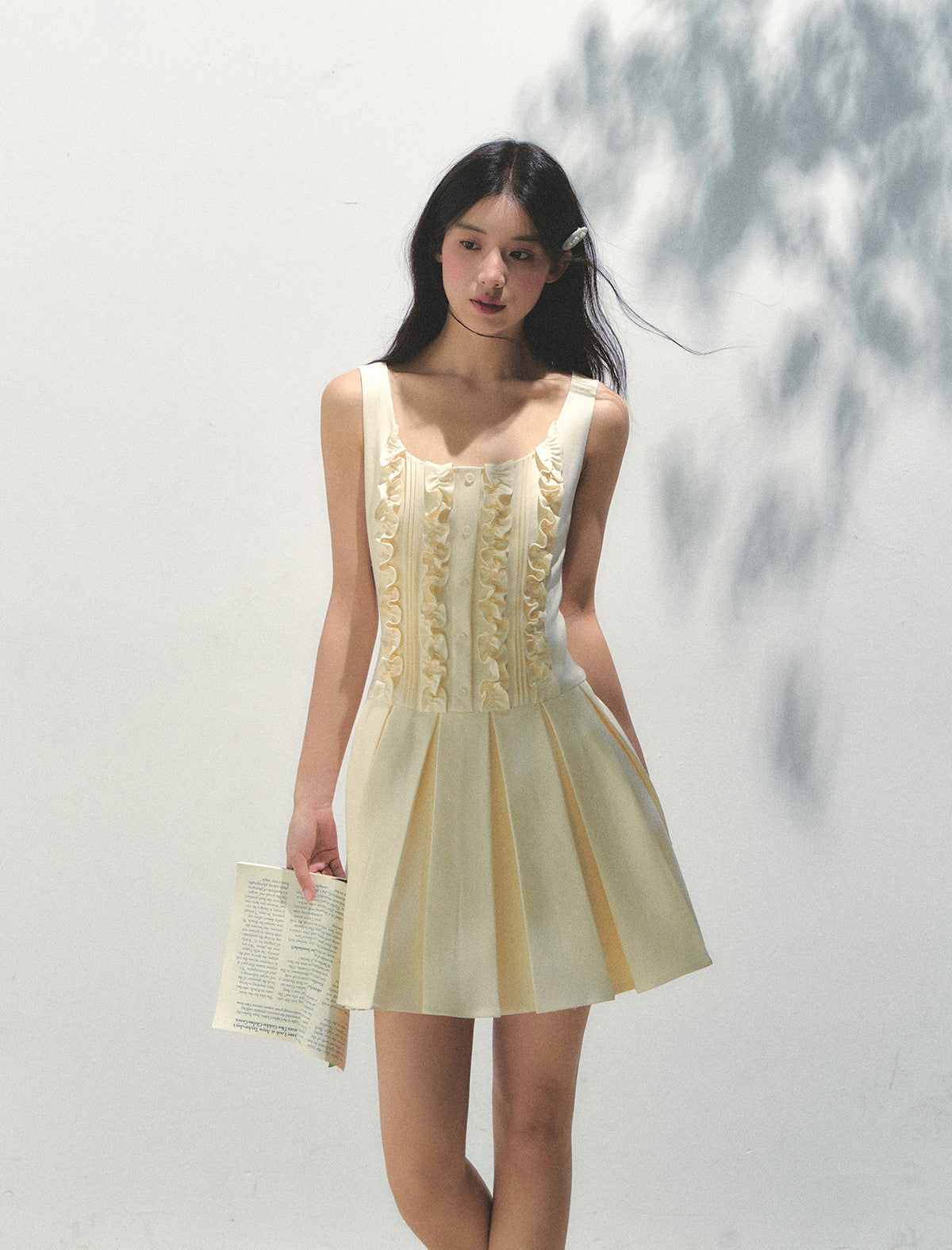 Removable Collar Pleated Dress SUN0156