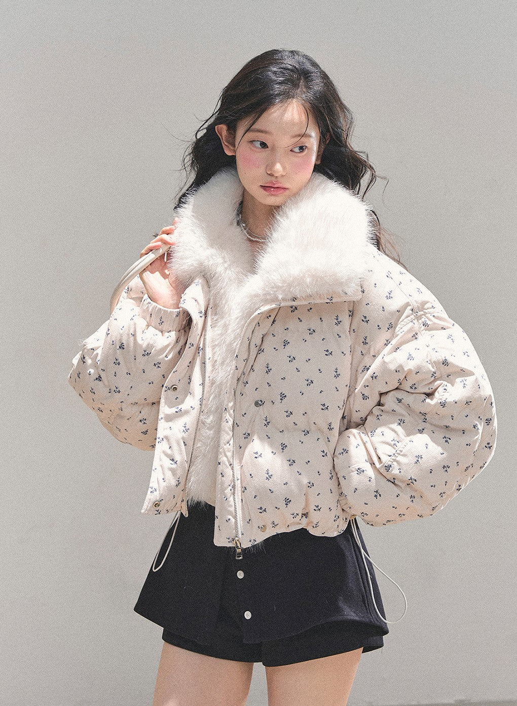 Thickened Warm Fur Short Down Jacket DIA0706