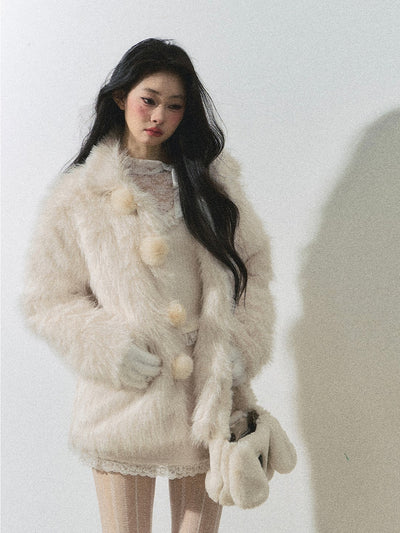 Snow Country Style Loose Warm Lapel Jacket DIA0245