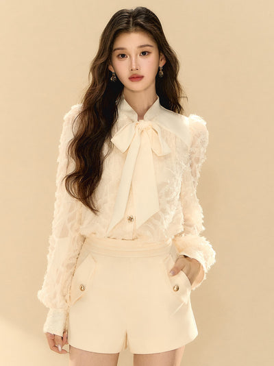 Puff Sleeves Bow Shirt Dress OSH0139