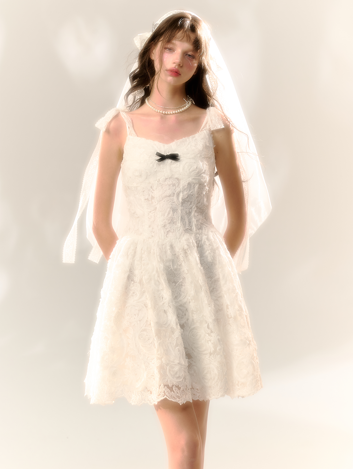 Angel Camisole Pleated Lace Dress SUN0062