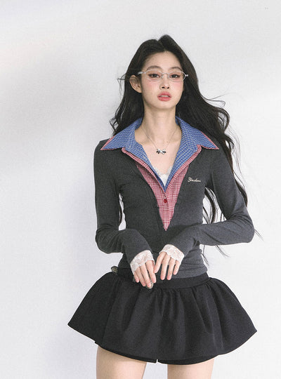 Fake Two-piece Long-sleeved T-shirt DIA0526