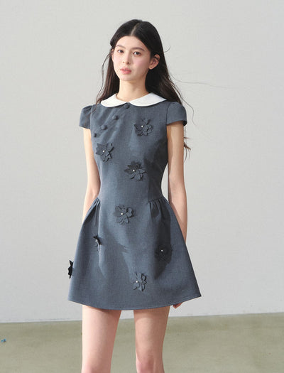 Doll Collar Flower Puffy Dress SUN0146
