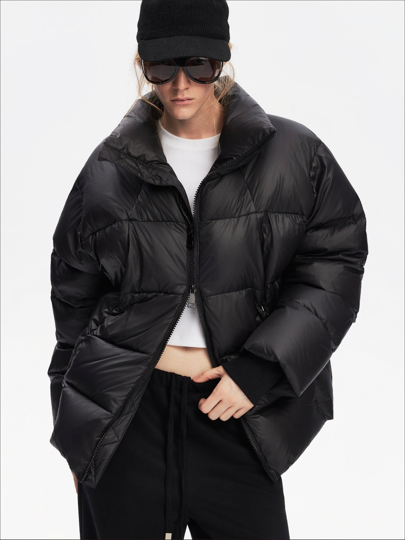 Stand Collar Retro Black Down Jacket SAL0208