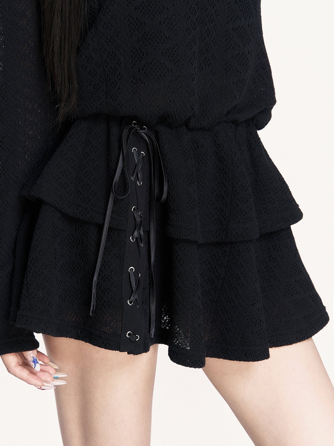 Hooded Long Sleeve Knitted Cake Dress VOC0425