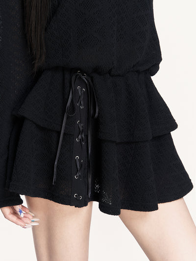 Hooded Long Sleeve Knitted Cake Dress VOC0425