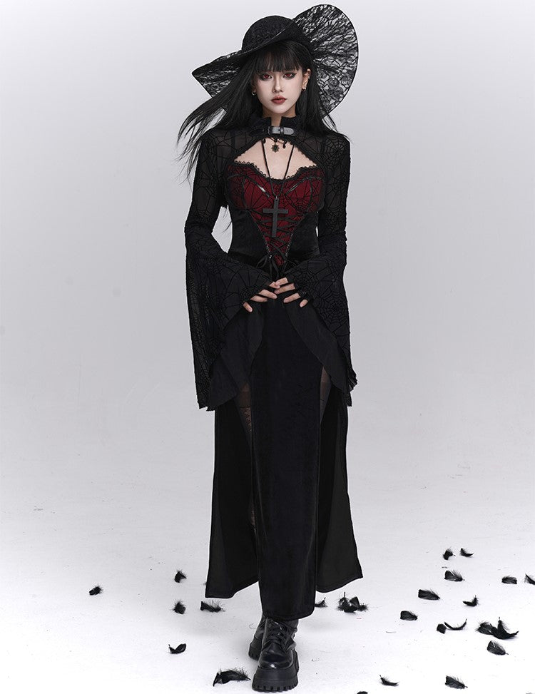Spider Web Design Slit Strap Dress/Shawl LAD0241