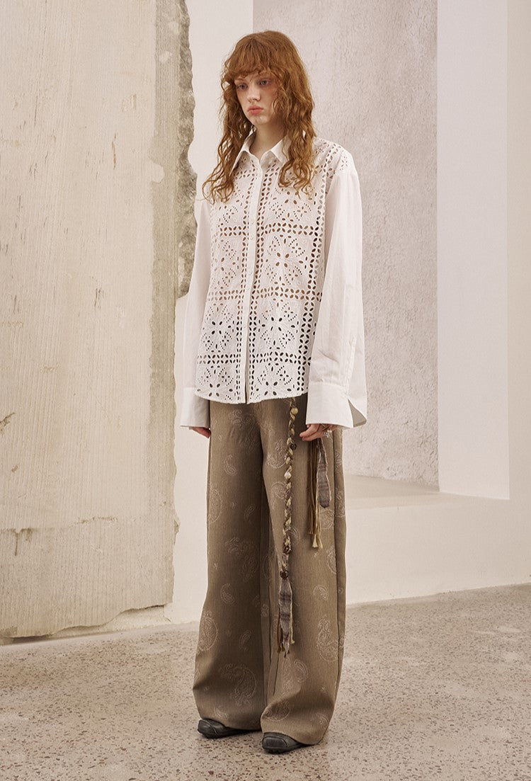 Lace Stitching Hollow Shirt DID0250
