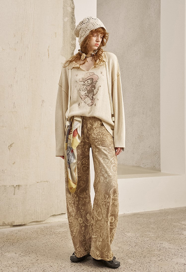 Paisley Print Wide-leg Jeans DID0252