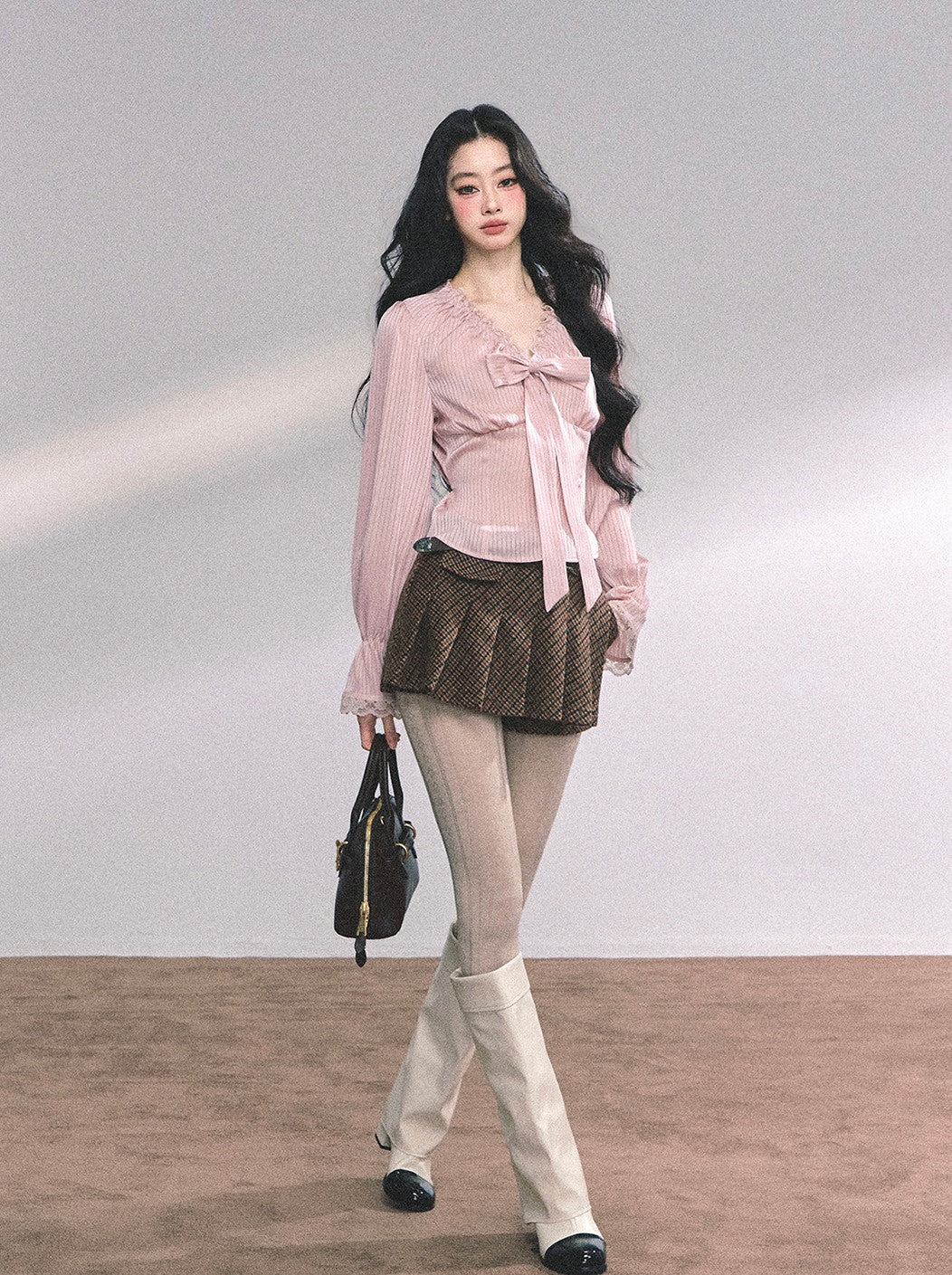 High-end French Lace Striped Shirt DIA0629