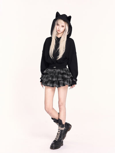 Plush Cat Ear Short Hooded Sweatshirt VOC0467