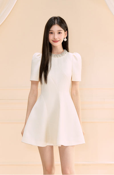 Puff Sleeve Short Umbrella Dress OSH0155