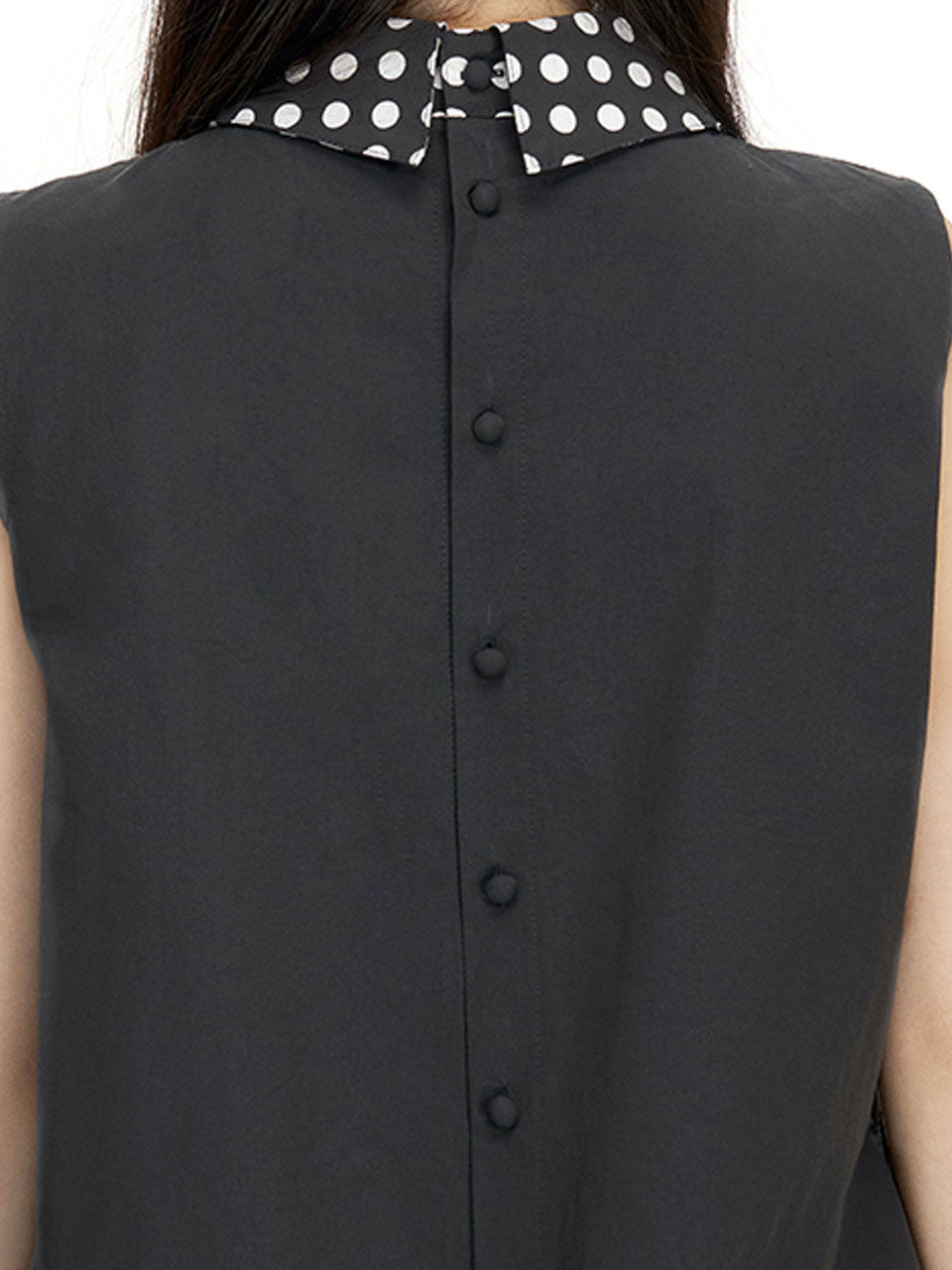 Polka Dot Pleated Sleeveless Top NEC0202