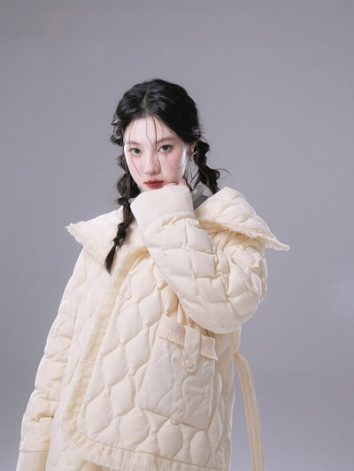 Cream Puff White Large Collar Down Jacket COT0170