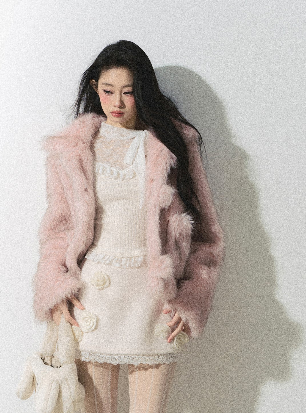 Cherry Blossom Milk Series Fur Pink Jacket DIA0246