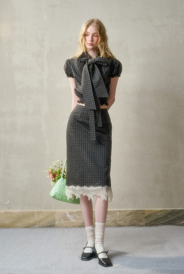 Plaid Suit Bow Shirt/Skirt GRO0146