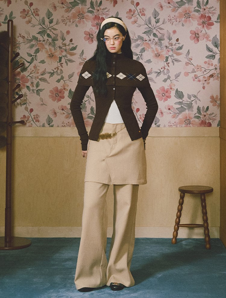 Faux Two-Piece Layered Wide-Leg Pants LAL0231