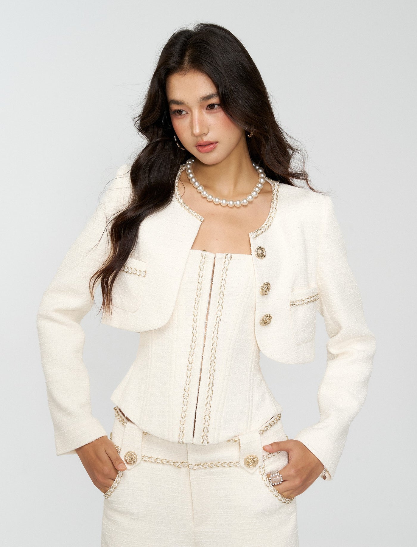 Luxurious-style Short Jacket/Camisole/Pants 4MU0160