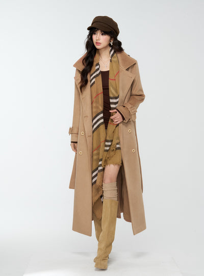British Style Brown Long Cape Wool Coat 4MU0170