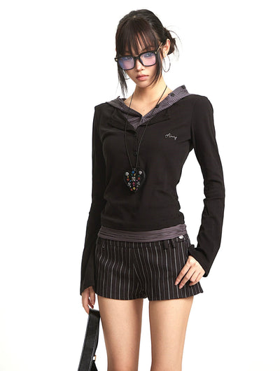 Fake Two-piece Hooded T-shirt UNC0284