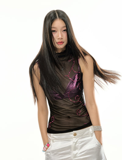 Diamond Mesh Sleeveless Top/Underwear 4MU0109