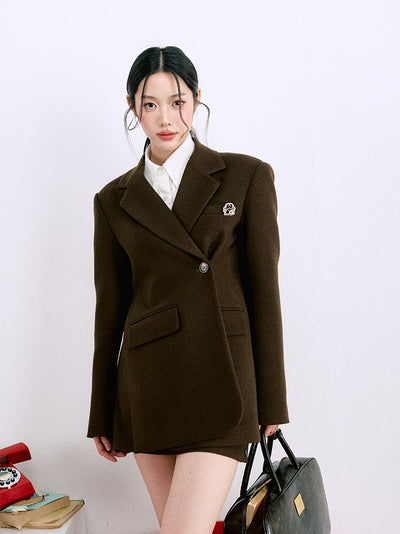 Black and Brown Suit Jacket/Short Skirt/Straight Pants LAL0060