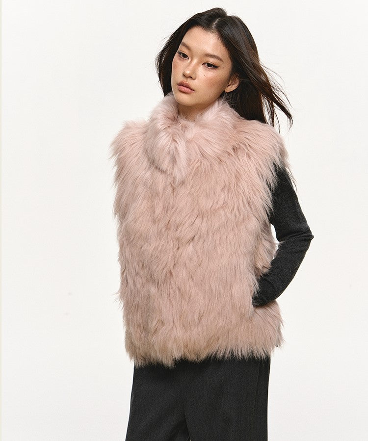 Stand Collar Short Fur Warm Vest Jacket ANA0111