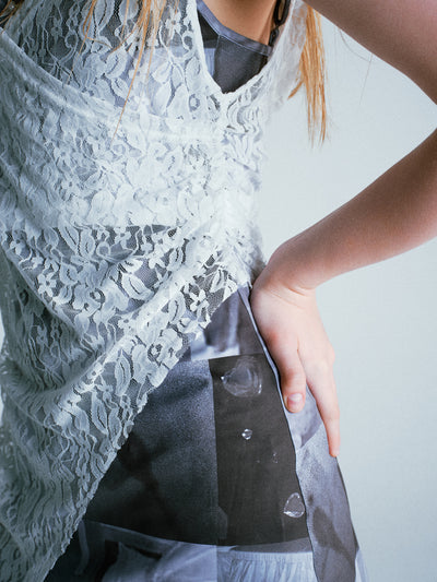 Lace Hooded Layered Irregular Stretch Dress LAP0036