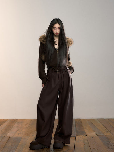 Fleece Pompon Fur Collar Sweatshirt Jacket VIA0355