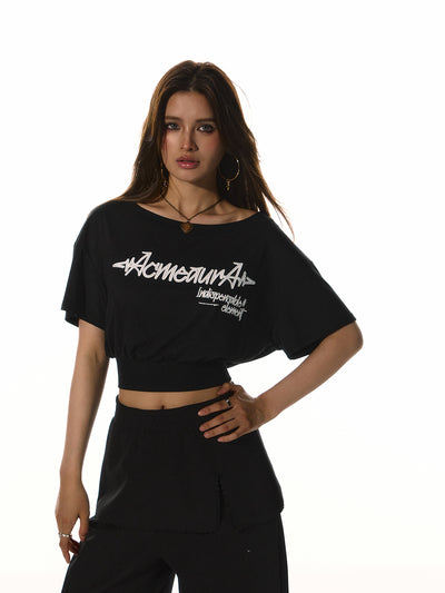 Oblique Shoulder Short T-shirt ACM0080