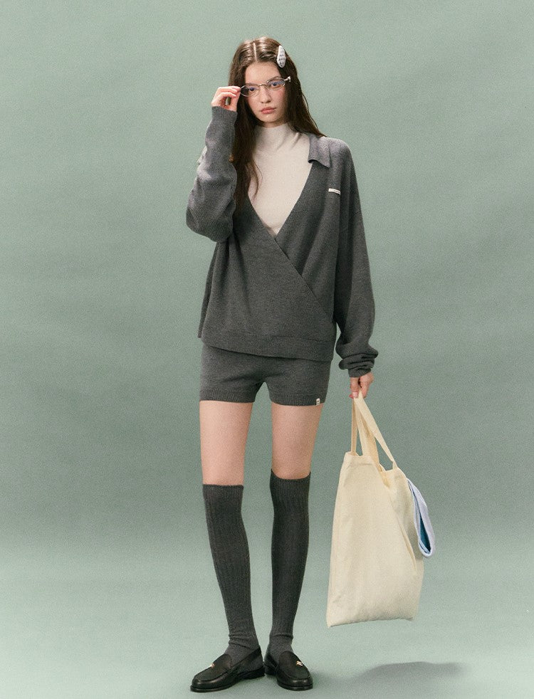 Casual Collared V-neck Sweater/Shorts LAL0234