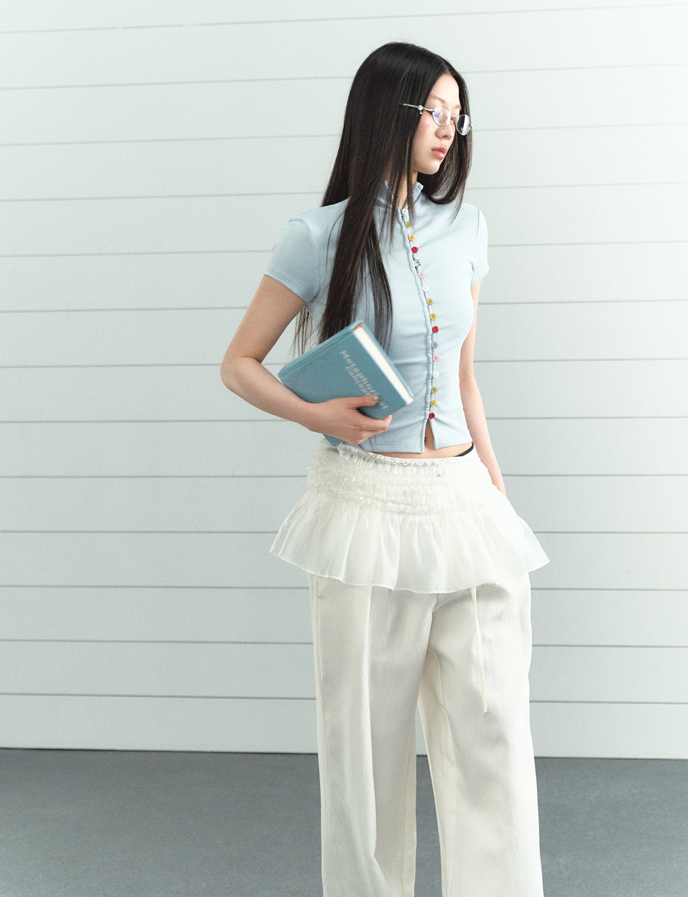 High Collar Button T-shirt LAL0209