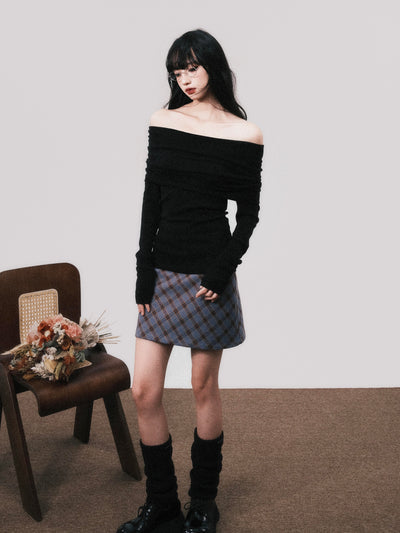 Lazy One Shoulder Slim Knitted Sweater LUL0111