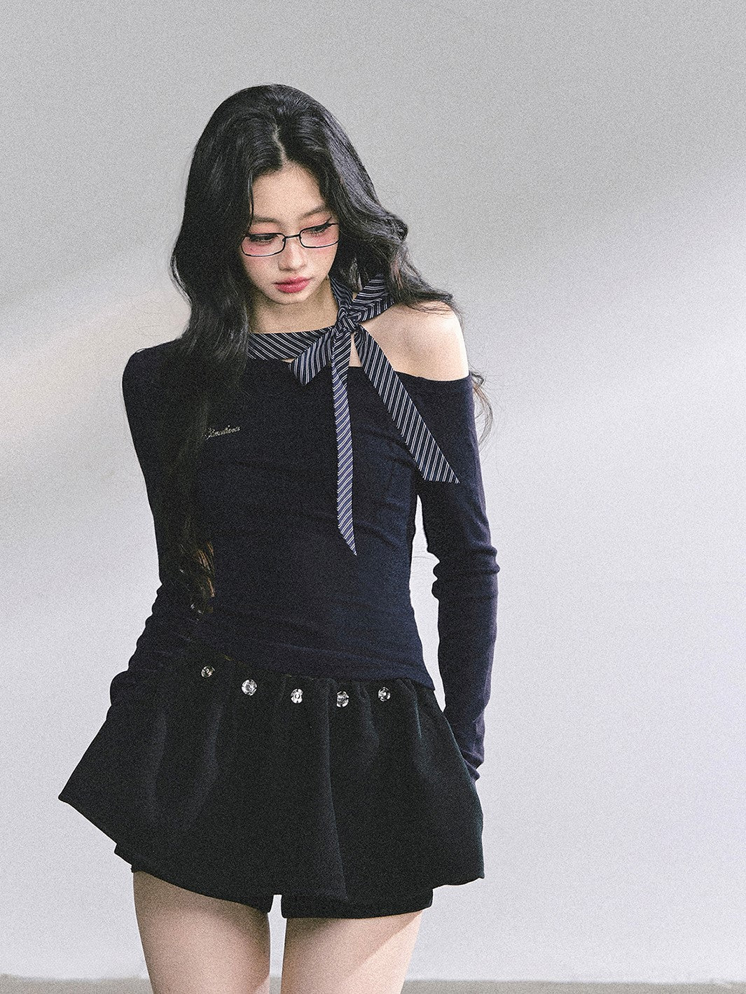 Off Shoulder Striped Bow T-shirt DIA0566