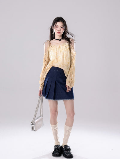Blue Ripped Suspender Top+Skirt COT0262