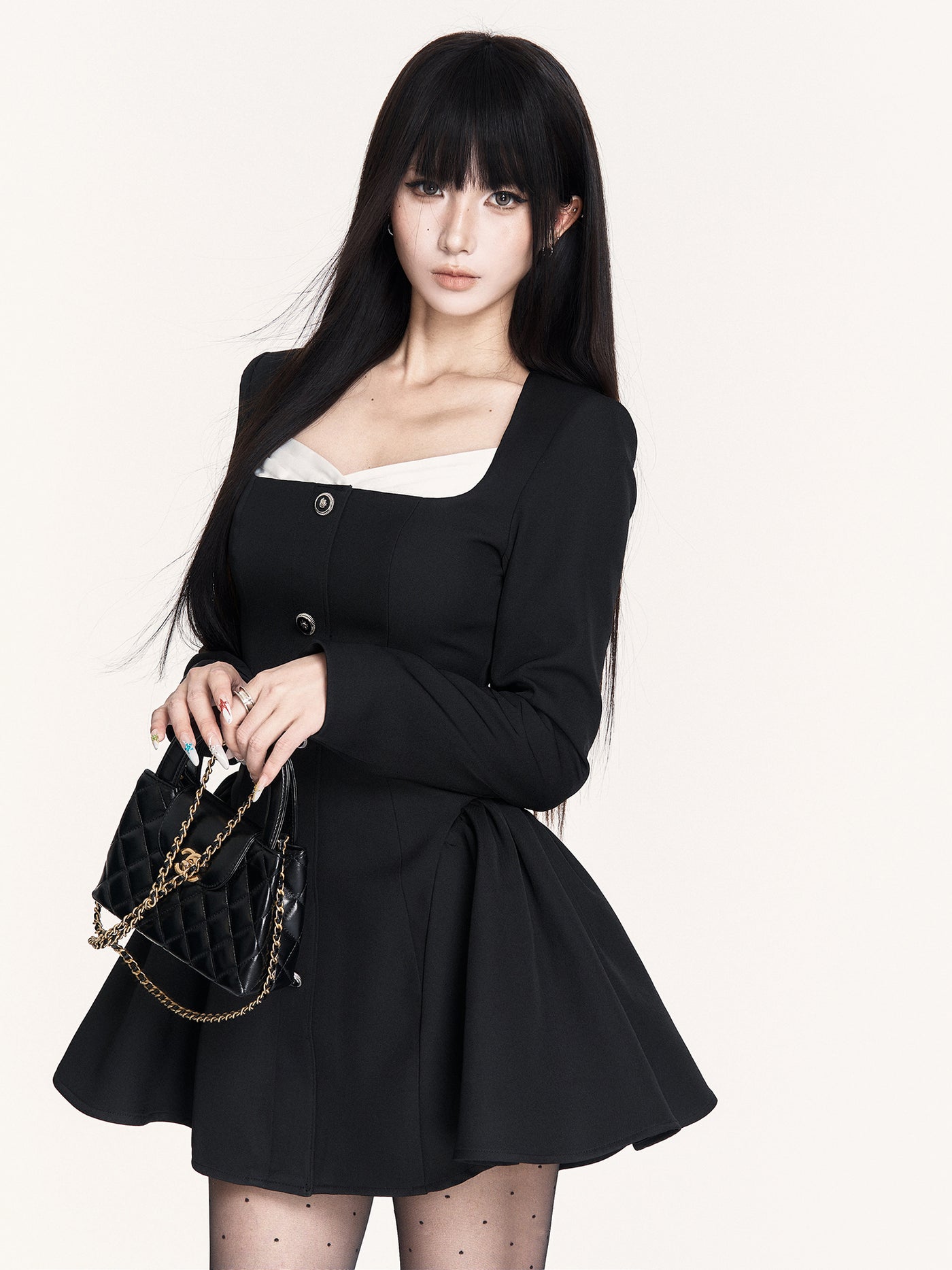 Hepburn Style Shell Neckline Dress VOC0456