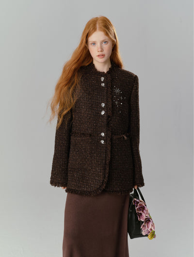 Small Fragrance Style Beads Wool Short Jacket SAL0087