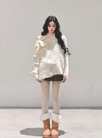 Bow Off-Shoulder Sweater DIA0695