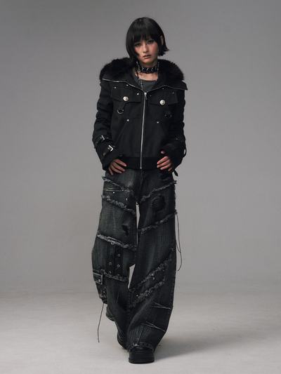 Detachable Furry Hooded Quilted Jacket FRU0128