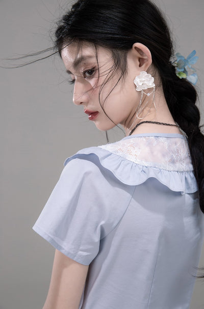 Lace Cotton Patchwork Shirt COT0286