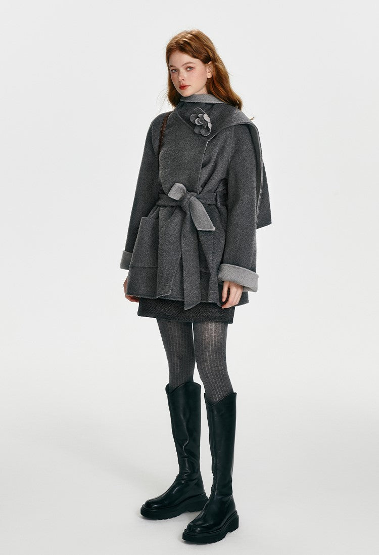 Loose Cape Style Reversible Wool Double-sided Coat BOH0093