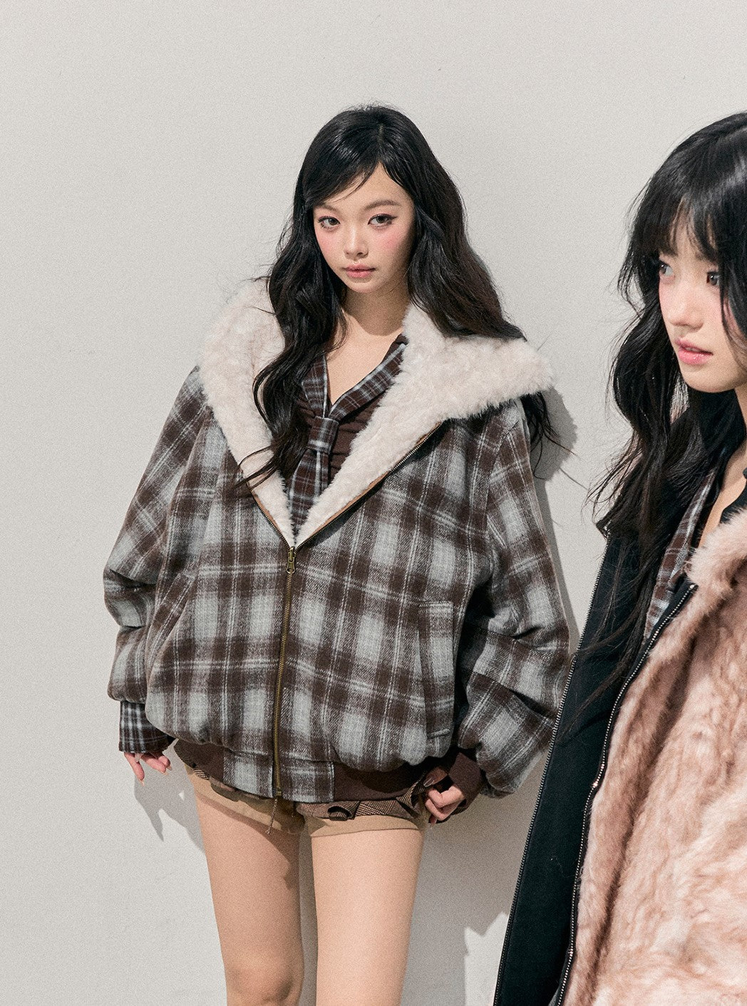 Reversible Hooded Fur Jacket DIA0725