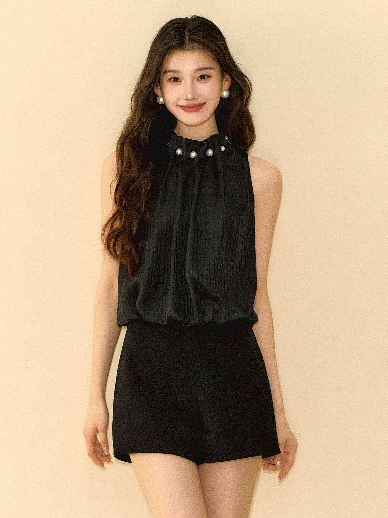 Star Black Sleeveless Jumpsuit OSH0140