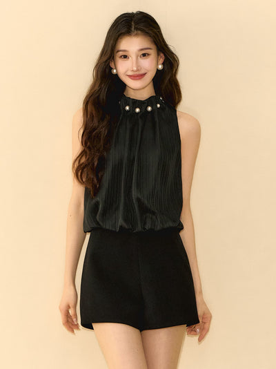 Star Black Sleeveless Jumpsuit OSH0140