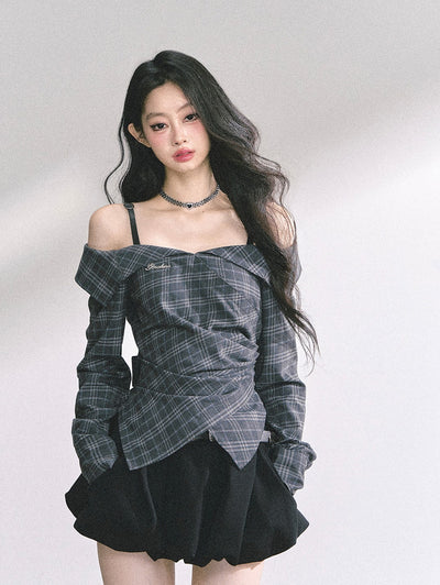 One-shoulder Waist Slim Shirt DIA0535