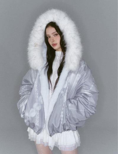 Patchwork Fur Print Reversible Short Coat SAL0193