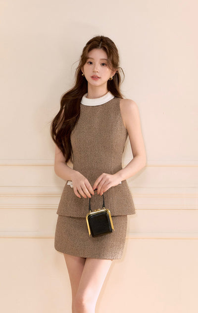 Sleeveless Bow Suit Top/Skirt OSH0163